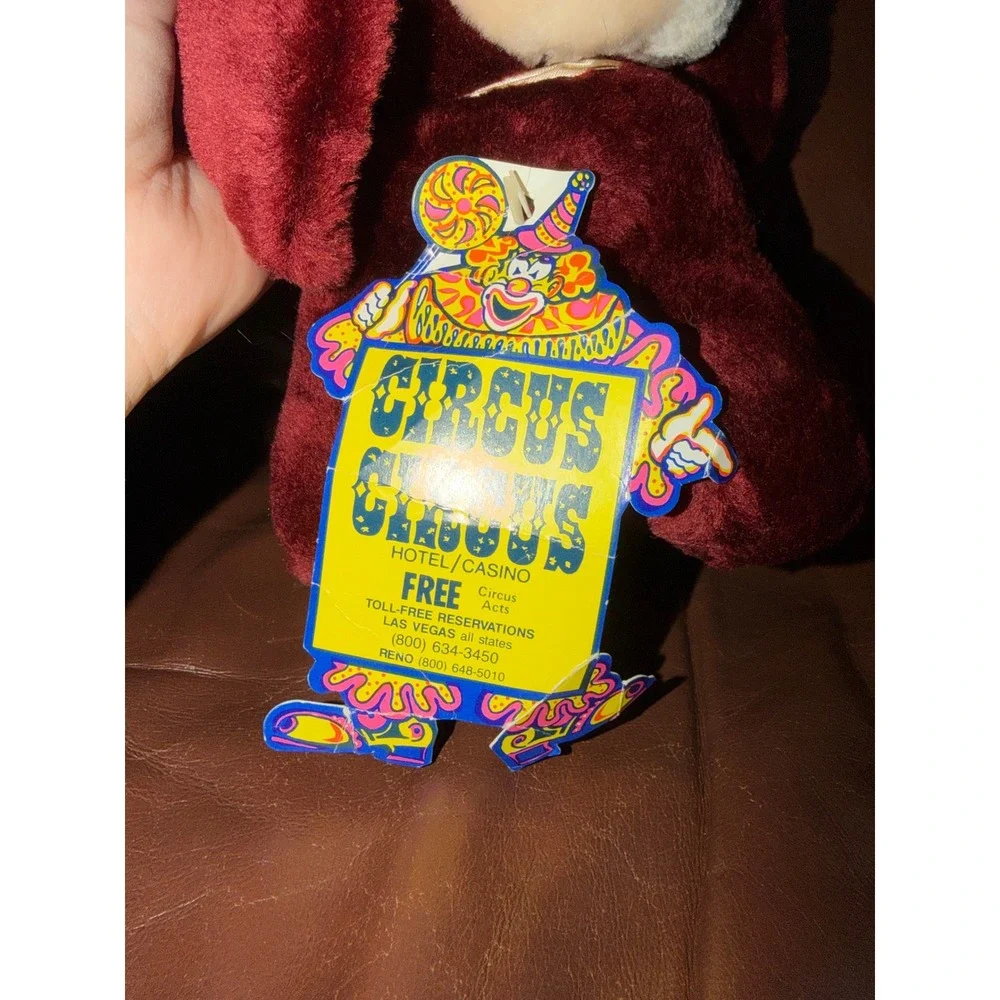 Vintage Circus Hotel‎ Casino Plush Dog Stuffed Animal Red Cream Tagged 1998